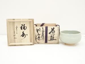 赤膚焼　大塩昭山造　茶碗（銘：福寿）（西大寺　谷口光明書付）（共箱）